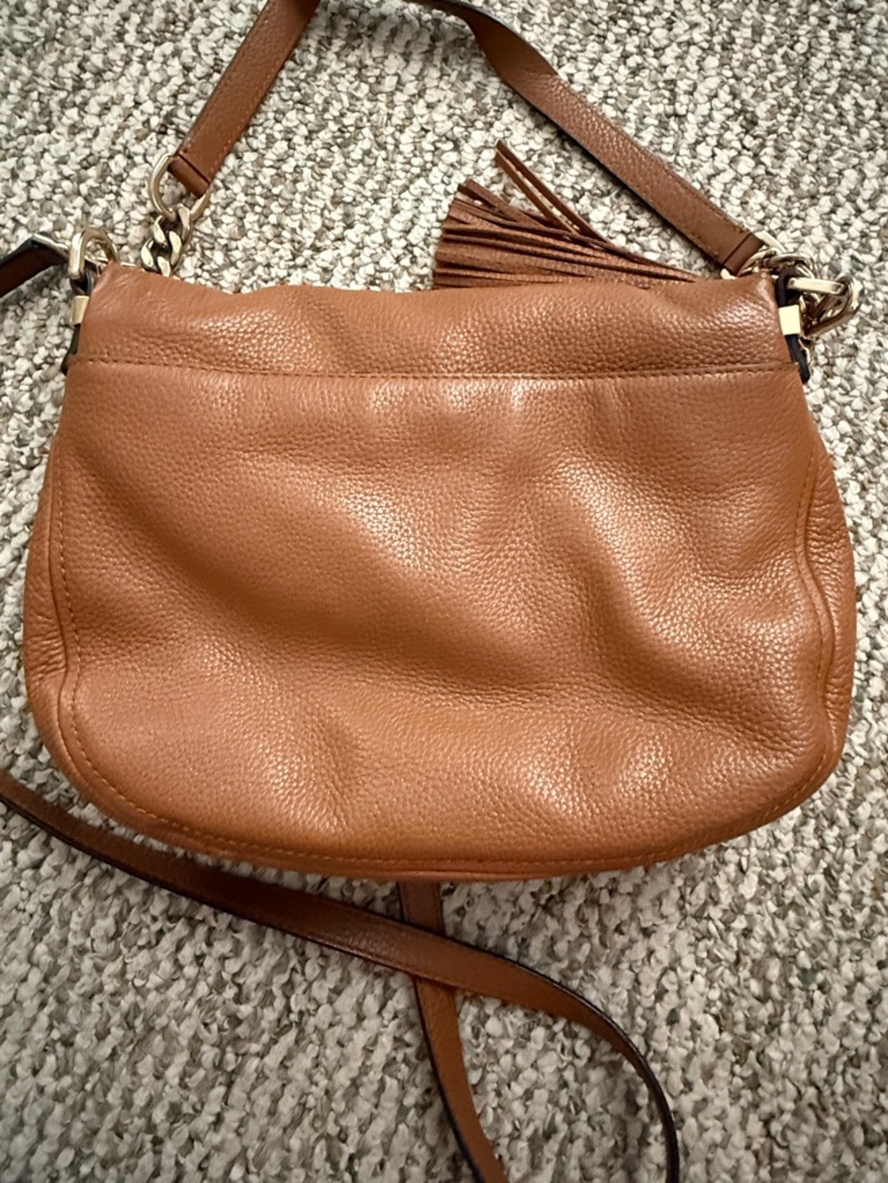 Michael Kors Tan Pebbled Leather Crossbody with Tassel - Picture 2 of 8